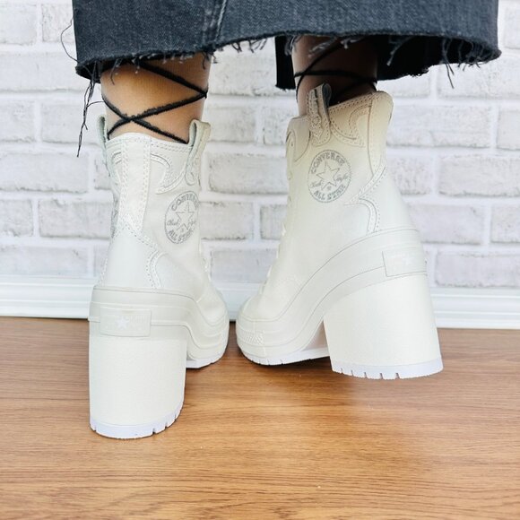 ⭐Converse Chuck 70 De Luxe Heel Western Hi Platform 5.5 Men Boots White A10335C - Picture 7 of 12